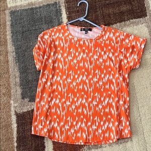 Ashley Blue Orange and White Short Sleeve Printed Tee